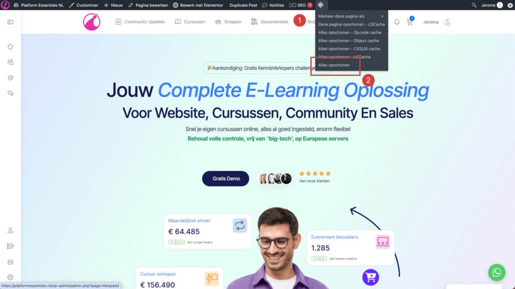 leeg de cache als je nog niet direct resultaten in google analytics ziet