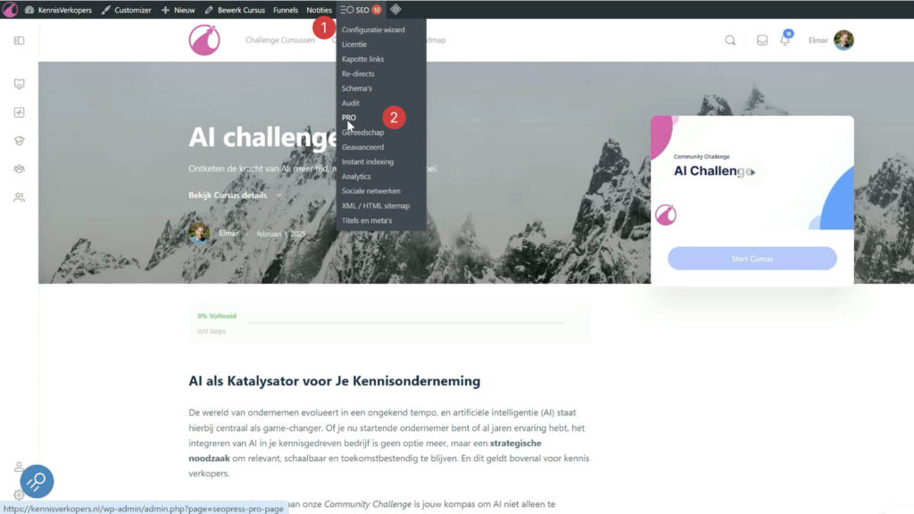 Navigeer naar SEOpress Pro in Platform Essentials