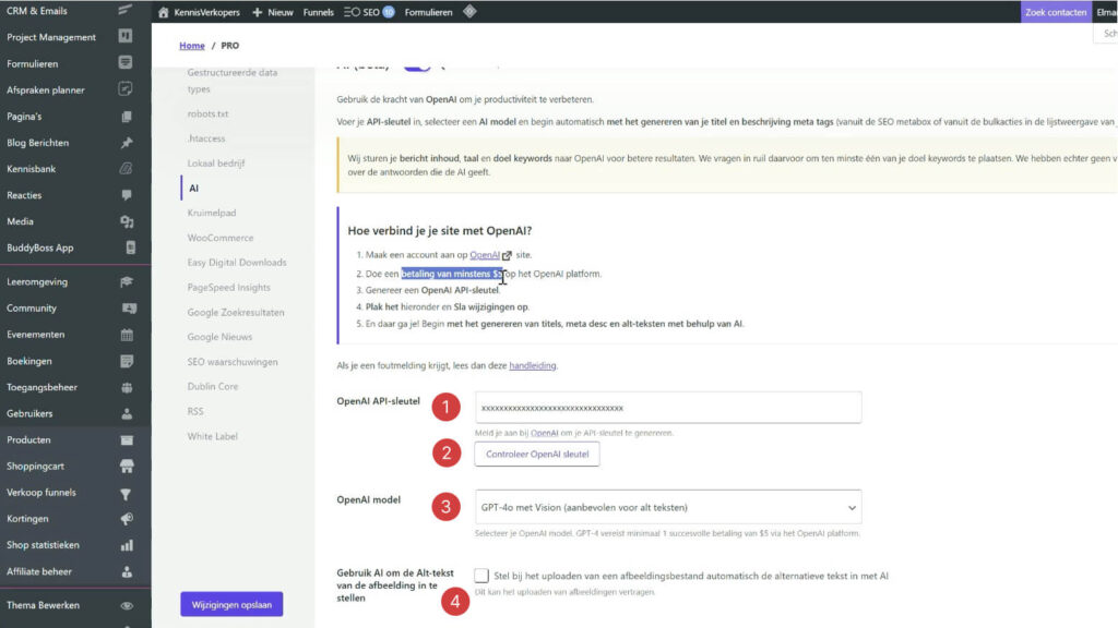 AI instellingen in SEOpress Pro in Platform Essentials
