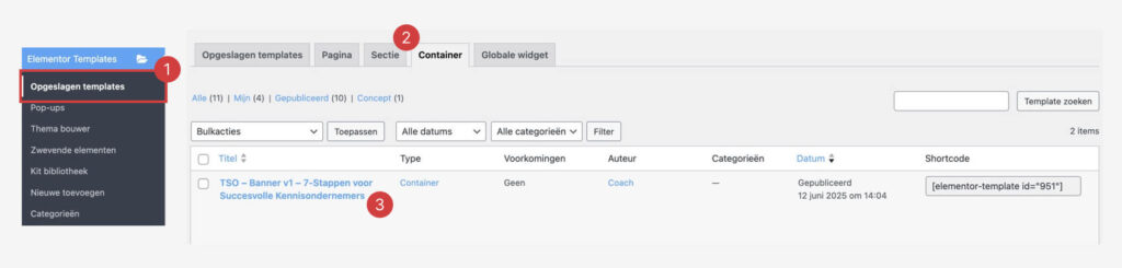 bewerk de two step optin banner in elementor