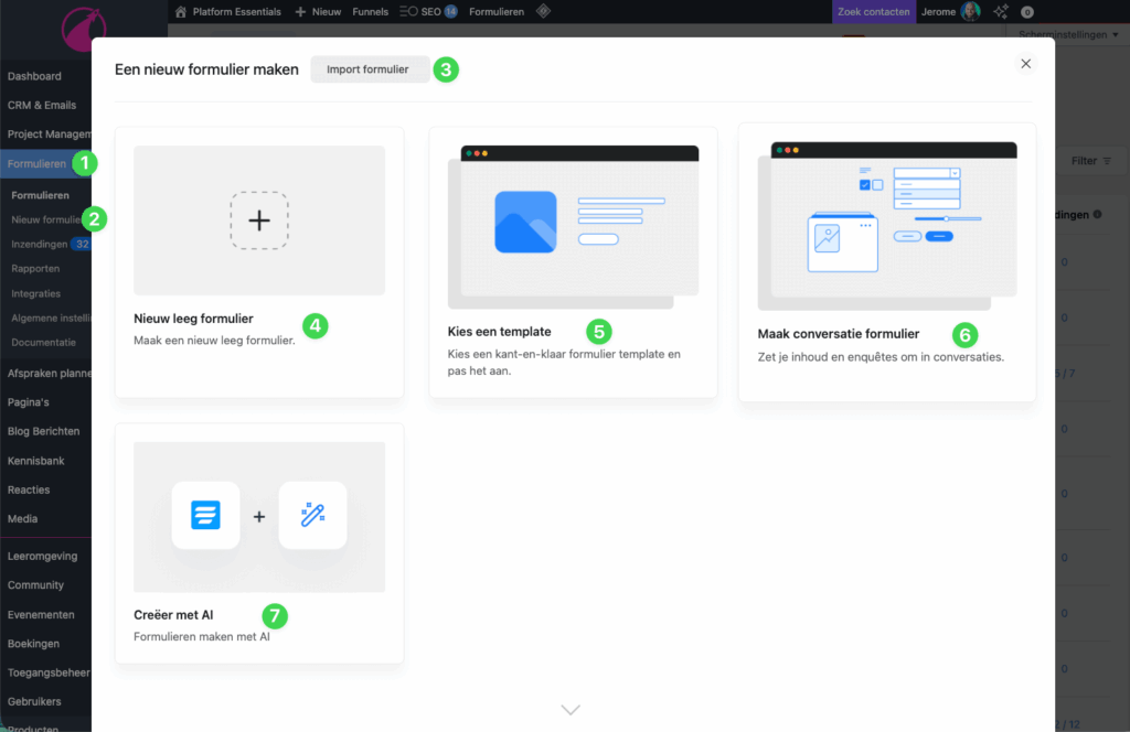 1 creeer een nieuw formulier met ai