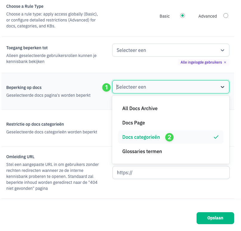 3 kies doc categorieen