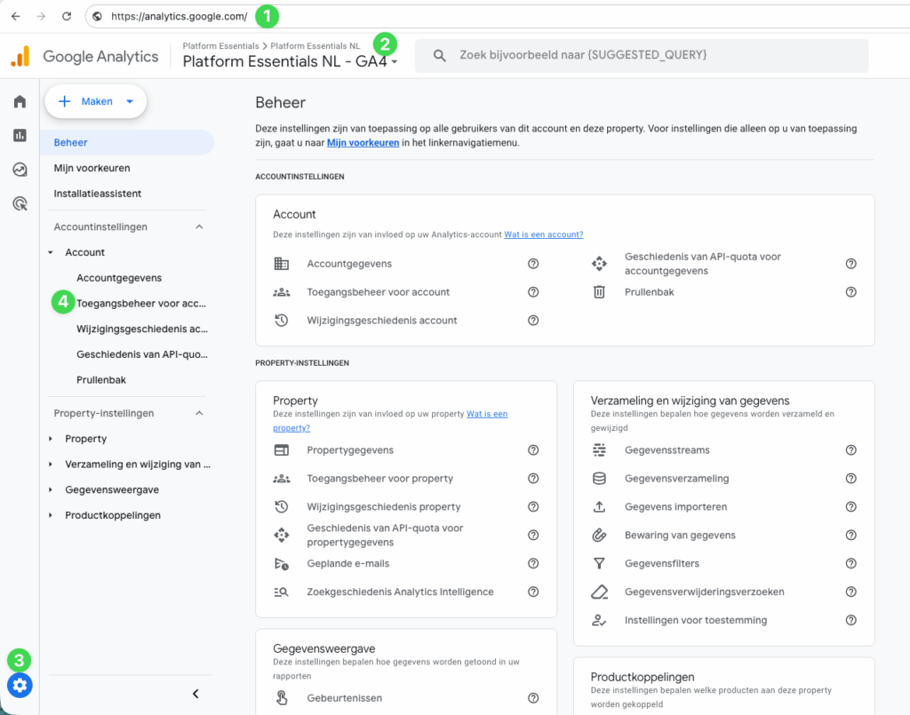 1 google analytics toegangsbeheer account ga naar toegangsbeheer
