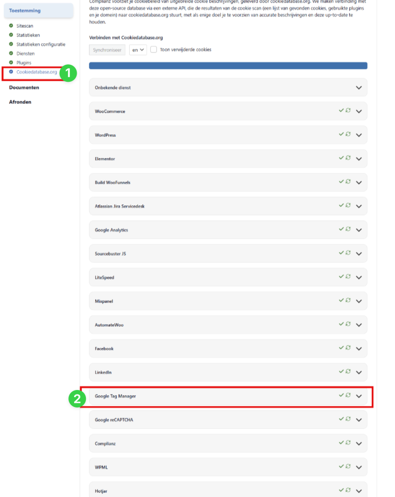 cookie banner en google tag manager 4 integratie met cookiedatabase